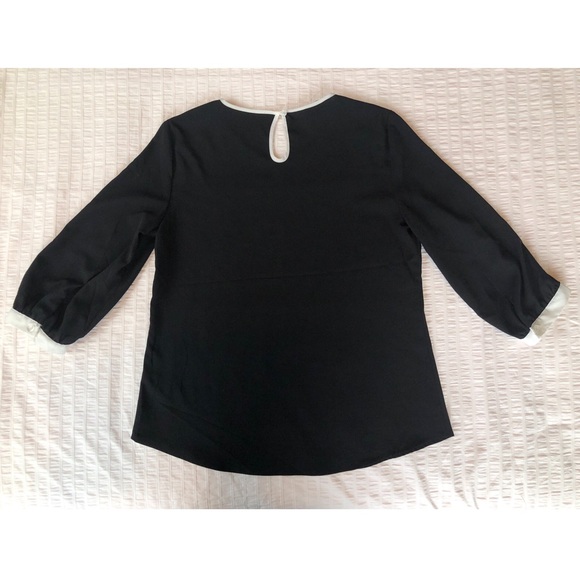 Spense Black Blouse with White and Button Details - Picture 2 of 14